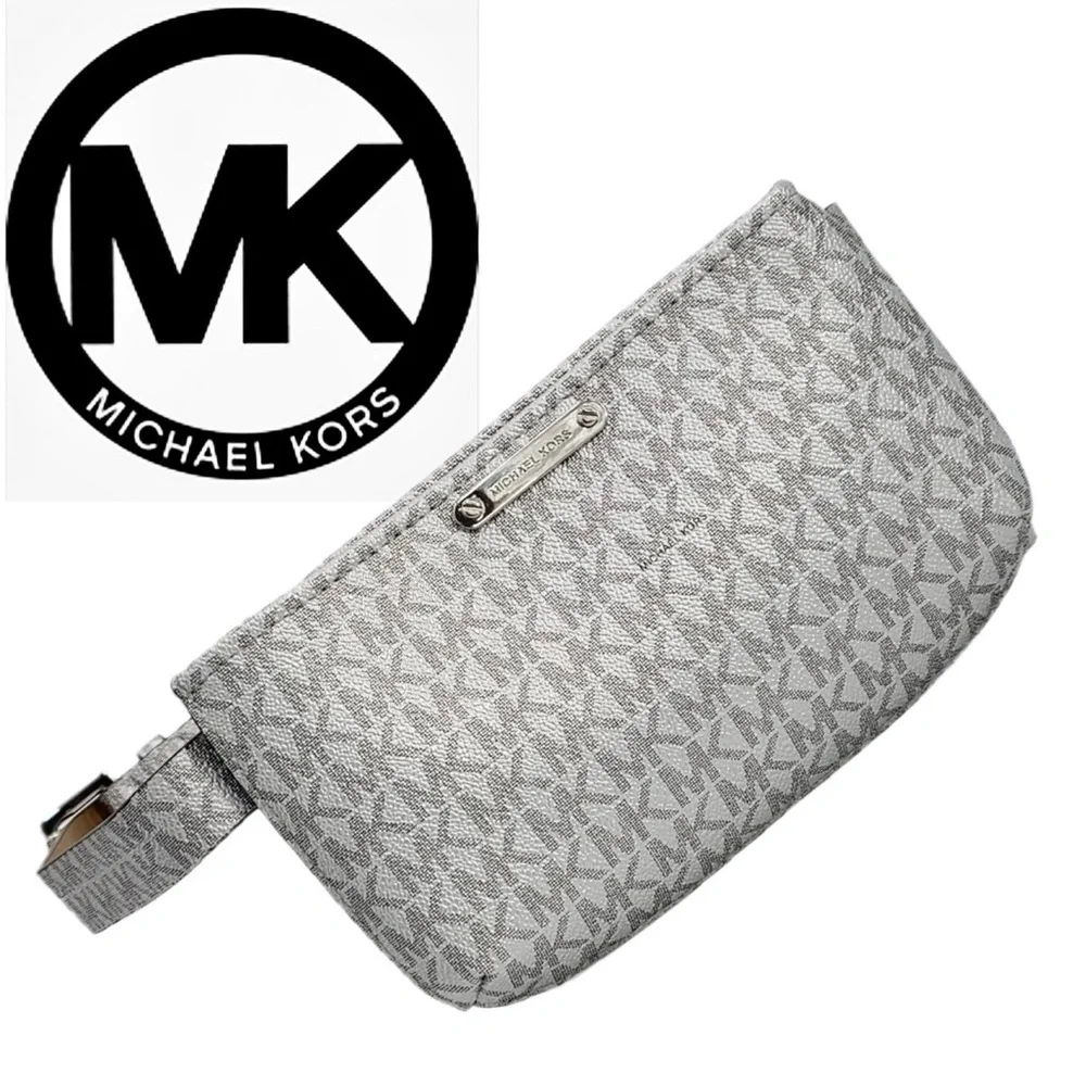 - Michael Kors Silvertone Leather Belt Bag SZ S/M! NEW!